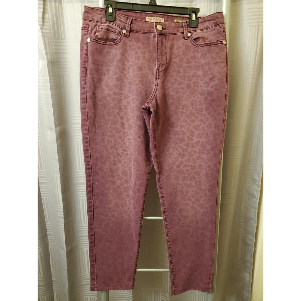 Nine West Vintage America Women's Purple Leopard  Jeans‎ Sz 14 (32x27)